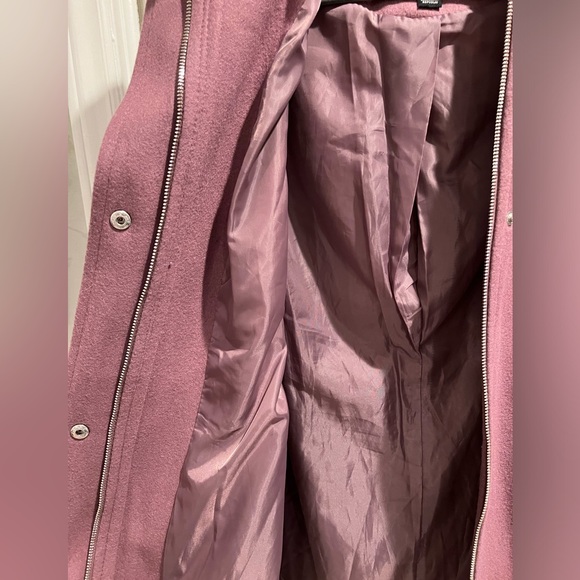 LONDON FOG 🩷 Wool Blend, Medium / Pea Coat Length , Smokey Pink Winter Coat - Picture 4 of 10